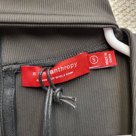 N:Philanthropy Women Casual Top Black Long Sleeve Mock Neck Cutout Ribbed S NWT! - Picture 8 of 15